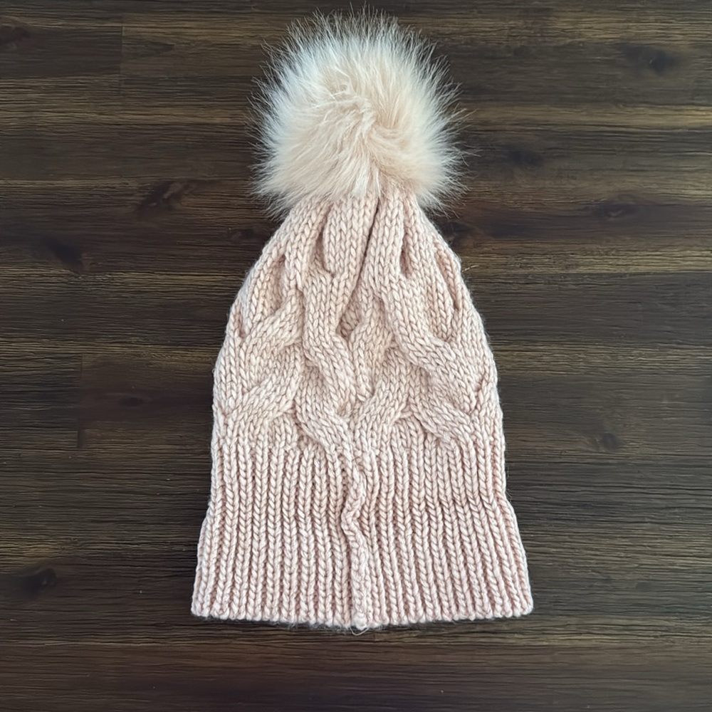 Express Pale Pink Knit Winter Beanie with Pom Pom - Picture 8 of 10